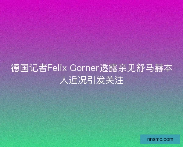 德国记者Felix Gorner透露亲见舒马赫本人近况引发关注