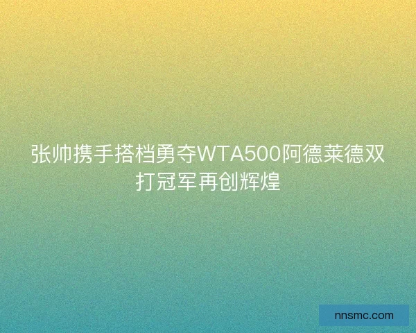 张帅携手搭档勇夺WTA500阿德莱德双打冠军再创辉煌 张帅携手搭档勇夺WTA500阿德莱德双打冠军再创辉煌